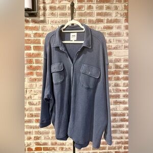 Aerie Navy Waffle Button Down Shirt XXL